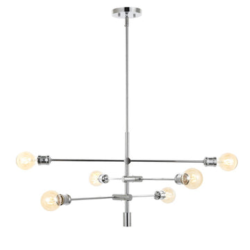 Atlas Modern Vintage Iron Arm-Adjustable LED Chandelier - JONATHAN Y